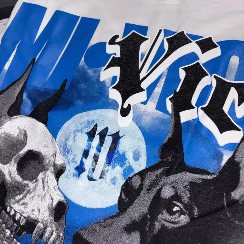 MI Vice Doberman Skeleton Graphic White Blue Black‎ Tee Mens XL NWOT NEW